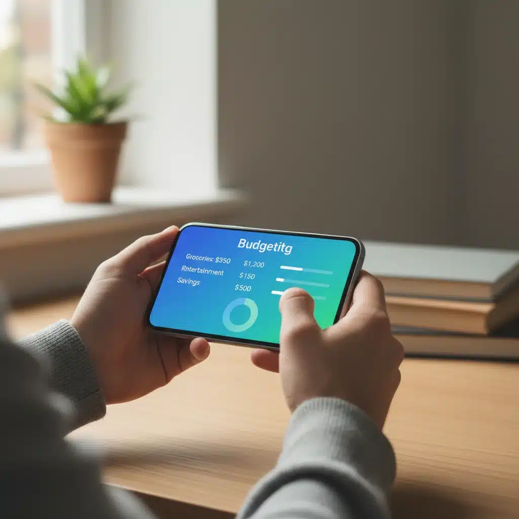 Person using a budgeting app on a smartphone to track expenses