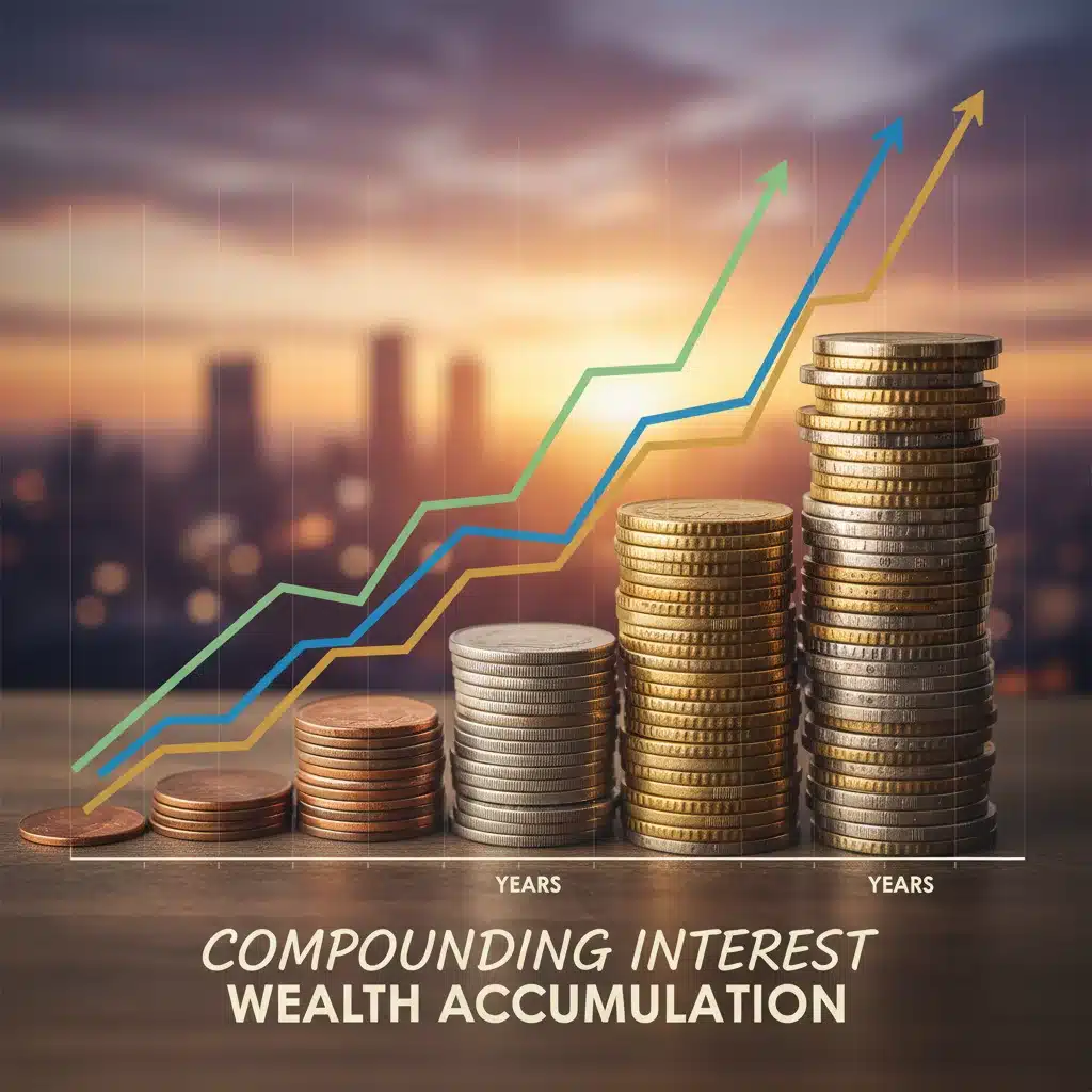 Compounding interest growth for long-term 401k wealth accumulation