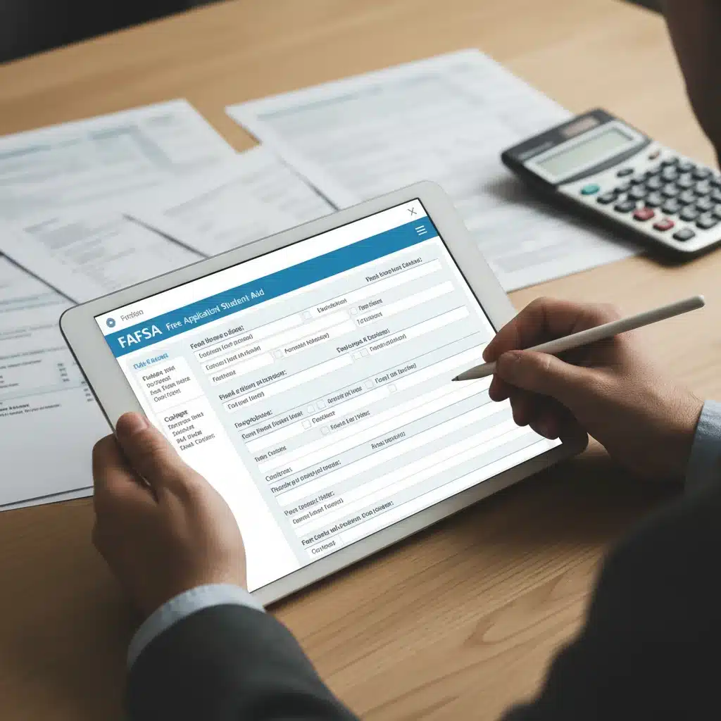 Filling out FAFSA form on a tablet, highlighting the digital application for federal student aid.