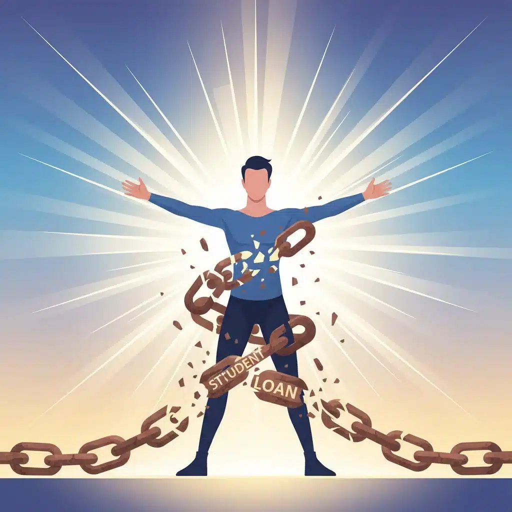 Graphic representing financial relief and debt freedom from student loans