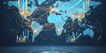 Global trade routes and financial charts illustrating the economic impact of new trade agreements on US industries.