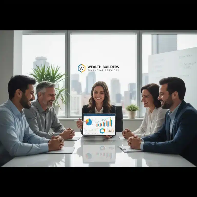 Group discussing 401k retirement planning strategies on a tablet
