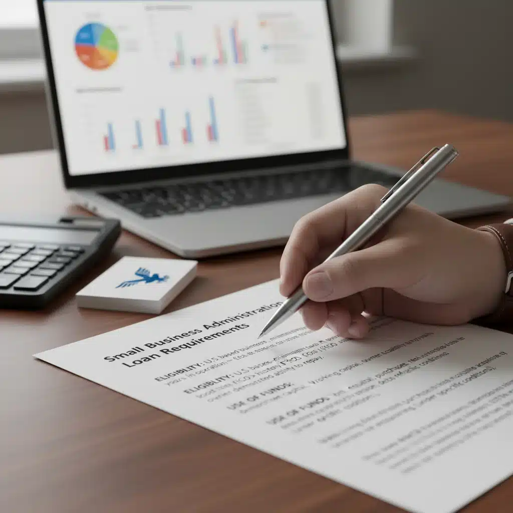 Detailed view of SBA loan application requirements and financial planning.
