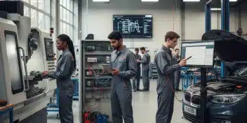 Students learning high-demand vocational trades in a modern training facility, preparing for 2026 job market.